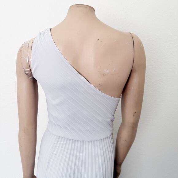 [Express] Oyster Mushroom Twist Front Pleated One-Shoulder Maxi Dress NWT Sz XL - Picture 6 of 12